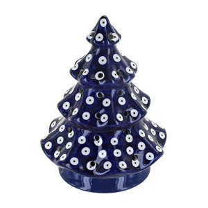 Blue Rose Polish Pottery Dots Tree Luminary