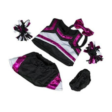 Metallic Hot Pink & Black Cheerleader Outfit Fits Most 8"-10" Stuffed Animals