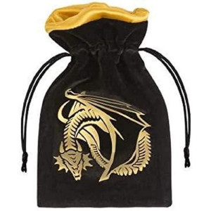 Q-Workshop Dragon Black & Golden Velour Dice Bag