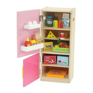 Emily Rose 18 Inch Doll Wooden Play Kitchen Refrigerator Freezer Toy Gift Set, Includes 20 Pretend Food Accessories | Doll Not Included