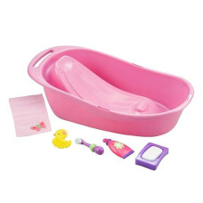 JC Toys Realistic Baby Doll Bath Set for 16" Dolls, Pink