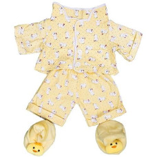 Teddy Mountain Yellow Chicken Pajamas With Slippers Set Teddy Bear Clothes Outfit Fits Most 14"-18" Build-A-Bear