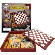 Matty'S Toy Stop Exclusive Deluxe 10-In-1 Chess, Checkers, Tic Tac Toe, Backgammon, Mill, Roll Em, Insanity, Chinese Checkers, Mancala & Pick-Up Sticks Wooden Cabinet Game Set