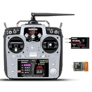 Radiolink At10Ii 12 Channels 2.4G Rc Transmitter And Receiver R12Ds & Prm-01 Voltage Telemetry Radio Controller For Rc Airplane Fpv Racing Drone Quad Helicopter Car And Boat (Grey Mode 2 Left Hand)