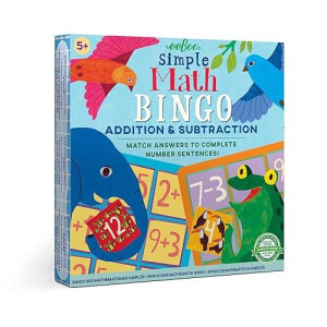 Eeboo: Simple Math Bingo Game, Addition & Subtraction, Match Answers To Complete Number Sentences, 54 Tiles Included, For Ages 5 And Up