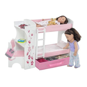 Emily Rose 18" Doll Bunk Bed with Storage, Pink & White