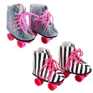 Ebuddy 18" Doll Shoes - 2 Pairs Rockin Roller Skates