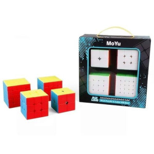 Cuberspeed Speedcubing Bundle Mofang Jiaoshi Meilong 2X2 & Meilong 3X3 & Meilong 4X4 & Meilong 5X5 Stickerless Bright Magic Cube Cubing Classroom Stickerless Speed Cube Set With Gift Packing