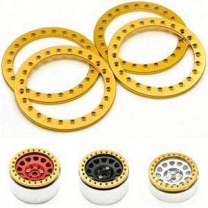 Rclions 4Pcs Aluminum Replacement Wheel Rim Beadlock Ring For 1:10 Rc Crawler Car 2.2" Rc Wheels/Rims (Gold)