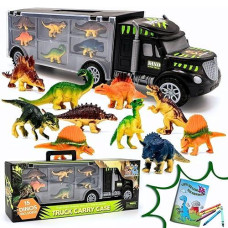 ToyVelt Dinosaur Truck Carrier with 15 Figures & Book