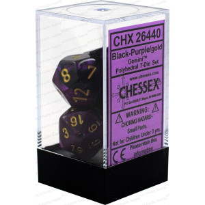 Dnd Dice Setchessex Dd Dice16Mm Gemini Black Purple And Gold Plastic Polyhedral Dice Setdungeons And Dragons Dice Includes