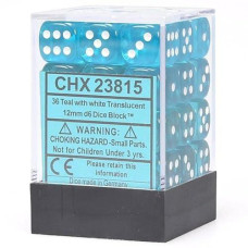 Chessex 12mm Teal/White Translucent D6 Dice Block