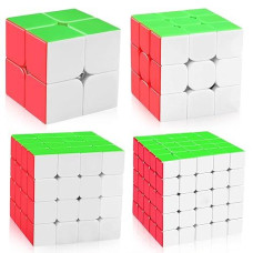 D-Fantix Speed Cube Set, Meilong Mf2S 2X2 Mf3S 3X3 Mf4S 4X4 Mf5S 5X5 Stickerless Speed Cubes Bundle With Gift Box