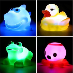 Yeonha Toys Bath Toy, Can Flashing Colourful Light(Big Style 4 Pack), Floating Bath Toy, Light Up Bathtub Water Tub Toy For Pool Shower Bathtime Bathroom Kid Boys Girl Toddler Child Baby Infant