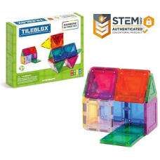 Magformers Tileblox Basic Rainbow 20 Pieces, Rainbow Colors, Magentic Geometric Shapes Building Stem Toy Set Ages 3+