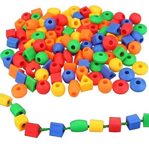 Lacing Beads For Toddlers (60 Stringing Beads,4 Strings) -Educational Montessori Preschool Activities,Toddler Sensory Occupational Therapy Toys Autism Ot (With Storage Bag)