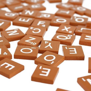 Cleverdelights 100 Wood Letter Tiles - Burnt Orange Color - Complete Set - Game Replacement Pieces