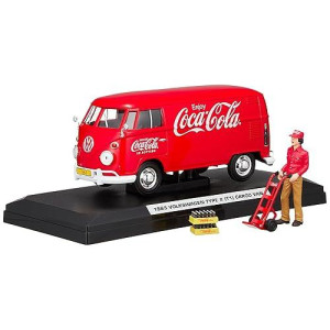 1963 Volkswagen T1 Coca Cola Cargo Van With Delivery Driver, Hand Cart And Coca Cola Cases 1/24 By Motor City Classics 424062