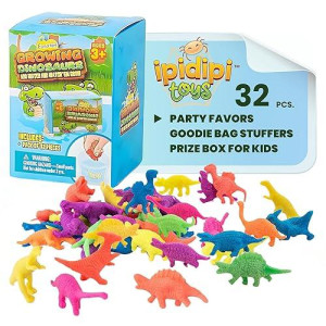 Ipidipi Toys Water Growing Dinosaur Toys For Kids - 32 Pack Dinosaur Party Favors For Kids, Goodie Bag Stuffers, Piñata Stuffers, School Prize Box Toys For Boys, Growing Animals In Water