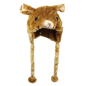 Bioterti Plush Fun Animal Hats -One Size Cap - 100% Polyester With Fleece Lining (Brown Alpaca)