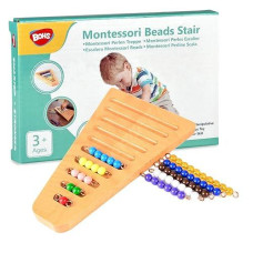 Bohs Montessori Bead Stair Set, 1-10 Counting, With Sorting Tray- Compact Educational Toy For Preschool Learning