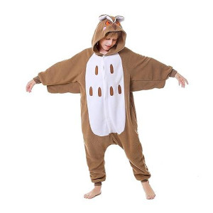 Canasour Kids Owl Onesie Christmas Halloween Costumes Anime Cosplay Animal One Piece Pajamas 10-12 Years Girls(10-12 Years, Owl Brown)