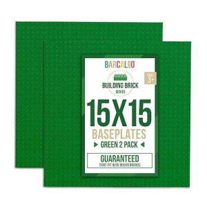 Barcaloo 15"x15" Green Baseplates - 2 Pack for Building