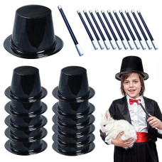 Tigerdoe Party Favors - 24 Pack - Magician Birthday Party Supplies,12 Magician Hats & 12 Magic Wands - Dress Up Costume Accessories