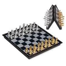 Magnetic Travel Chess Set Game With Folding Board Portable And Storage Compartment - Great Travel Toy Set By Big Mo’S Toys 9.7"