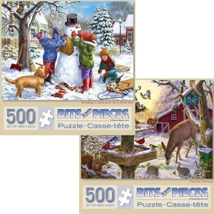 Bits And Pieces - Value Set Of Two Large 500 Piece Jigsaw Puzzles For Adults - Jigsaw Puzzle Set By Artist Liz Goodrick Dillon, Completed Puzzle Size: 18" X 24"