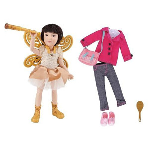 Kruseling 9” Poseable Dolls - Luna Deluxe Fairy Set - Includes Wings, Telescope, Everyday Clothes, And Hairbrush - Made In Germany