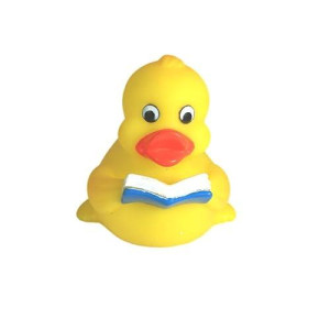 Ducky City 3" Reading Rubber Duck [Floats Upright] - Baby Safe Bathtub Bathing Toy