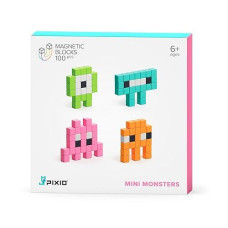 Pixio Mini Monsters - Tiny Magnetic Blocks Building Toy In The Pixel Art Style With Free App - 5/16" Plastic Cubes With 6 Magnets Inside - Open Ended Toy - Creativity Toy For Ages 6+