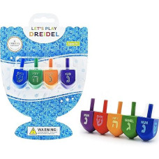 The Dreidel Company Wood Multi-Colored Dreidels Medium Sized Hanukkah Draydels With English Transliteration - (Pack Of 4)