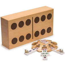 Yellow Mountain Imports Mexican Train Complete Set With Double 12 Number Dominoes, Wooden Hub, Die Cast Train Markers, And Scorepad