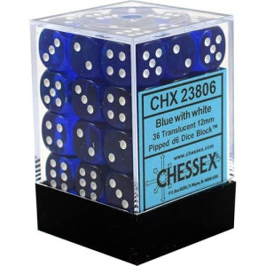 Chessex 12mm Translucent Blue & White D&D Dice Set,