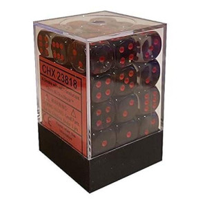 Chessex 12mm Smoke Red D6 Dice Set (36) - CH