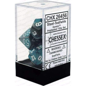 Chessex Gemini Steel Teal/White Dice Set - One Size