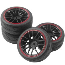 Sharegoo 12Mm Hex Wheel Rims & Od 2.59" Rubber Tires For Rc 1/10 On-Road Touring Car