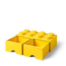 LEGO Bright Yellow Stackable Brick Drawer with 8 Knobs, 2 Draw