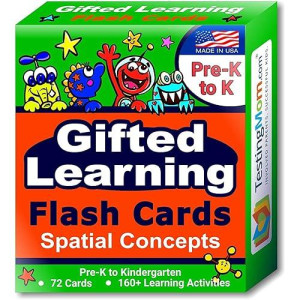 Testingmom.Com Gifted Learning Flash Cards - Visual Spatial Concepts For Pre-K - Kindergarten - Educational Practice For The Nnat Test, Cogat Test, Olsat, Wppsi, And More!