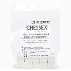 Chessex D6 16Mm Blank White (10)