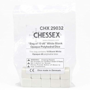 Chessex D6 16Mm Blank White (10)