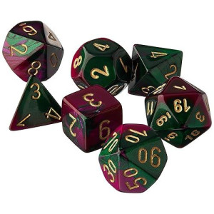 Chessex Gemini Polyhedral 7-Die Set - Green/Purple/Gold