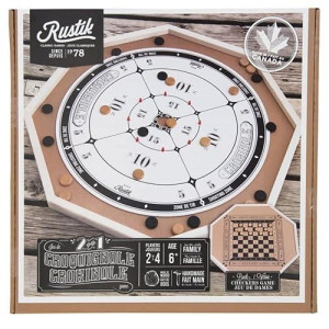 Rustik Bjr000135 Crokinole De Luxe 2 Games In 1, Multicolor