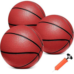 Iyoyo Mini Basketballs,3 Pack 6" Small Basketball Set With Pump Durable Pvc Basketballs For Mini Basketball Hoop Mini Toy Basketball For Toddlers Kids Teenagers For Pool, Indoors, Outdoors