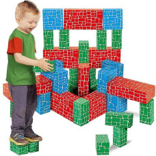 Cardboard Building Block, Exercise N Play 40Pcs Extra-Thick Jumbo Giant Building Blocks In 3 Sizes For Kids