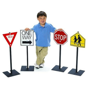 Children’S Factory Traffic Signs Set Of 4, Outdoor Play Equipment For Daycare, Preschool, Playground, Kids Playhouse