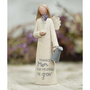 Thanks Mom Helping Me Grow Angel With Flowers 2 X 5 Inch Resin Tabletop Figurine