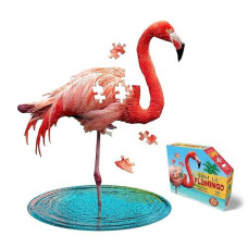 Madd Capp Lil' Flamingo 100 Piece Jigsaw Puzzle For Ages 5+ - 4009 - Unique Animal-Shaped Border, Poster Size When Completed, Oversized Puzzle Pieces For Easy Handling, Includes Educational Fun Facts